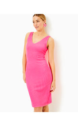 Stassi Knee Length Textured Scrunch Dress - Roxie Pink