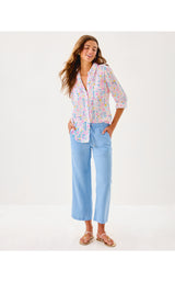 Brawley Linen Crop Pant - Jacaranda Blue