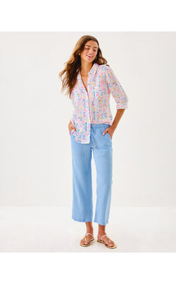 Brawley Linen Crop Pant - Jacaranda Blue