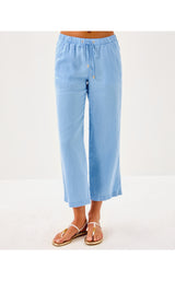 Brawley Linen Crop Pant - Jacaranda Blue