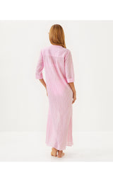 Natalie Maxi Coverup - Conch Shell Pink Lightweight Oxford Stripe