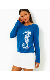 Kellyn Sweater - Barton Blue Seahorse Jacquard