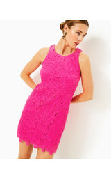 Marquette Crochet Shift Dress - Passion Fruit Pink