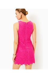 Marquette Crochet Shift Dress - Passion Fruit Pink