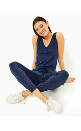 UPF50+ Maisie Jumpsuit - Heathered Med Blue X Noir