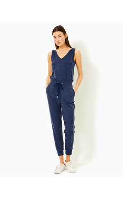 UPF50+ Maisie Jumpsuit - Heathered Med Blue X Noir