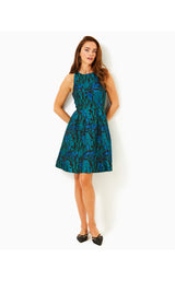 Jollian Brocade Dress - Deep Lagoon Berry Wild Metallic Brocade