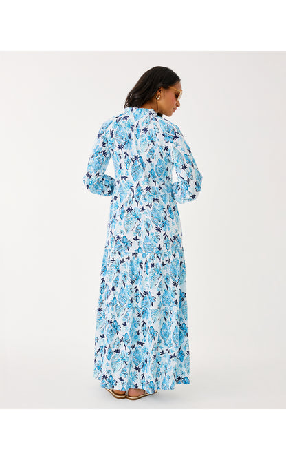 Malone 3/4 Sleeve Maxi Dress - Resort White Seashell Splendor