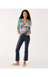 Liza Coated Crop Flare Pant - Low Tide Navy