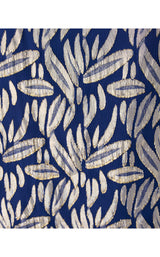 Giana Long Sleeve Silk Top - Low Tide Navy Leafy Babe Metallic Silk Clip