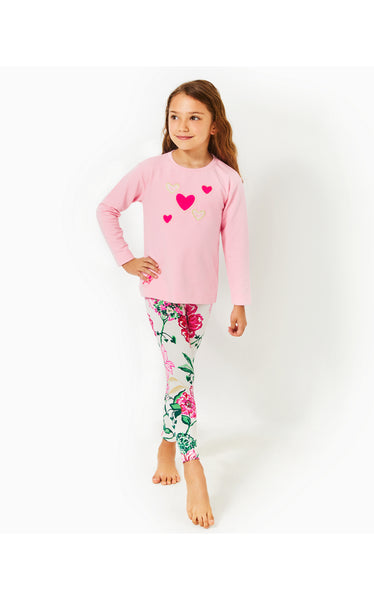 Girls Mini Ballad Sweatshirt - Conch Shell Pink Hearts Embelllishment