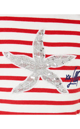 Mini Ballad Sweatshirt - Rococo Red Coastal Stripe Starfish