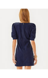 Kiely Dress - True Navy Leafy Knit Pucker jacquard