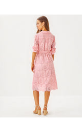 Eira Midi Shirtdress - Pink Muse Pineapple Tile Eyelet