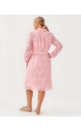 Eira Midi Shirtdress - Pink Muse Pineapple Tile Eyelet