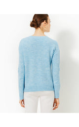 Elizabelle Sweater - Heathered Bonaire Blue Coastal Flowers