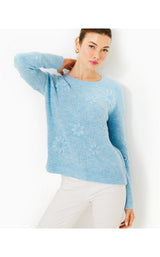 Elizabelle Sweater - Heathered Bonaire Blue Coastal Flowers