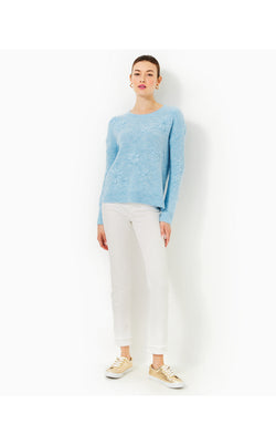 Elizabelle Sweater - Heathered Bonaire Blue Coastal Flowers