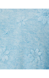 Elizabelle Sweater - Heathered Bonaire Blue Coastal Flowers