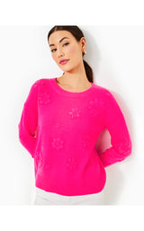 Elizabelle Sweater - Passion Fruit Pink Coastal Flowers