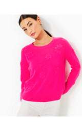 Elizabelle Sweater - Passion Fruit Pink Coastal Flowers