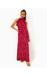 Florian Silk Maxi Dress - Malbec Red Fish Clip Chiffon