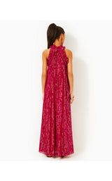 Florian Silk Maxi Dress - Malbec Red Fish Clip Chiffon