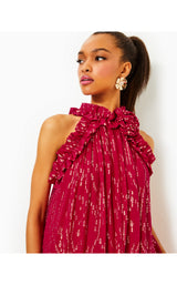 Florian Silk Maxi Dress - Malbec Red Fish Clip Chiffon