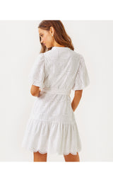 Xylia Dress - Resort White Pineapple Tile Eyelet