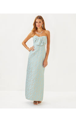 Carlynn Maxi Dress - Bluette Ditsy Daisy Metallic Brocade