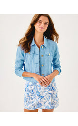 Seaspray Linen Jacket - Blue Peri X Resort White