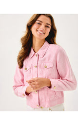 Seaspray Linen Jacket - Conch Shell Pink X Resort White