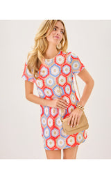 Leyla Crochet Shift Dress - Cane Coral Daisy Hex Crochet