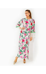 Nathalia 3/4 Sleeve Silk Embellished Maxi Dress - Safari Sanctuary