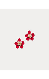 Small Orchid Earrings - Cranberry Red
