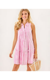 Caylinn Sleeveless Popover Shirtdress - Conch Shell Pink