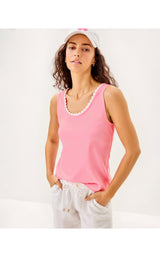 Gabbie Crochet Trimmed Knit Top - Conch Shell Pink