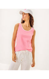 Gabbie Crochet Trimmed Knit Top - Conch Shell Pink