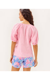 Calais Short Sleeve Top - Conch Shell Pink X Resort White