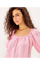 Calais Short Sleeve Top - Conch Shell Pink X Resort White