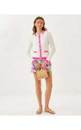 Brockton Polo Cardigan - Coconut X Pink Bliss Tipping