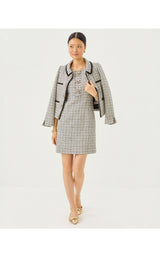 Brenda Boucle Dress - Coconut Lurex Houndstooth Boucle