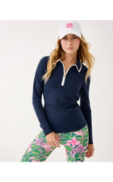 UPF50+ Frida Half Zip Long Sleeve Polo - Low Tide Navy