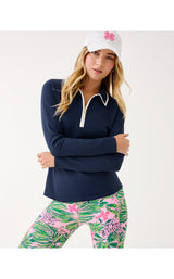 UPF50+ Frida Half Zip Long Sleeve Polo - Low Tide Navy