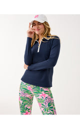 UPF50+ Frida Half Zip Long Sleeve Polo - Low Tide Navy