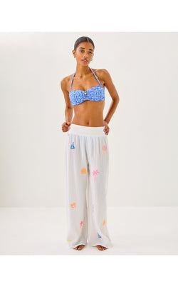 Enzo Embroidered Pant Coverup - Resort White Beachcomber Embroidery