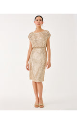 Aylin Sequin Midi Dress - Gold Metallic Treasure Box Sequin Knit