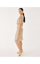 Aylin Sequin Midi Dress - Gold Metallic Treasure Box Sequin Knit