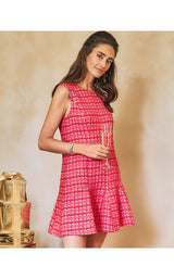 Enya Boucle Dress - Cranberry Red Fiesta Boucle