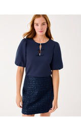 Ethenia Bow Knit Top - Low Tide Navy